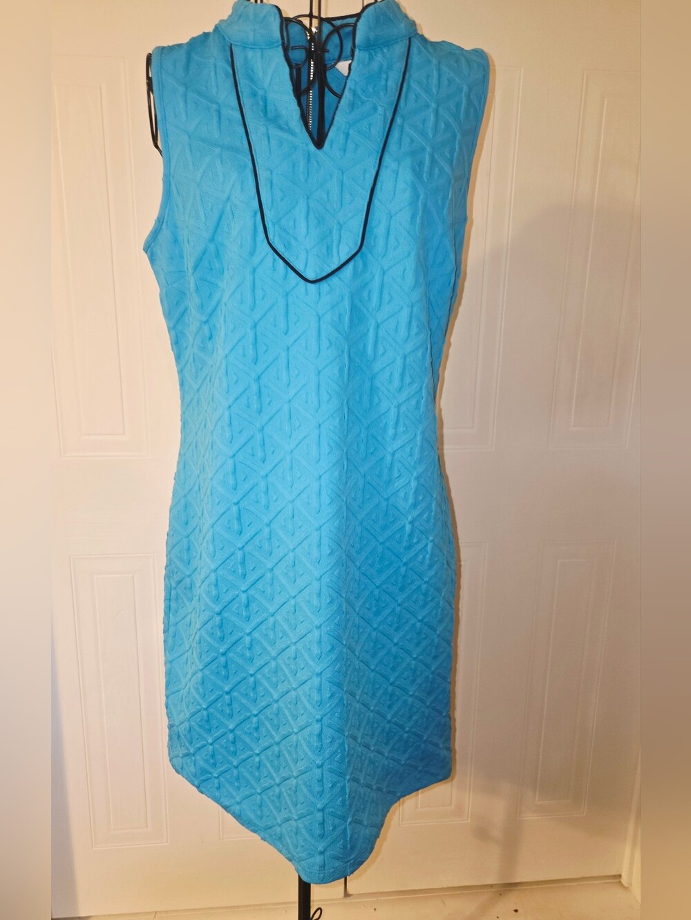 Crown & Ivy Blue Textured Sleeveless Shift Dress Size Small